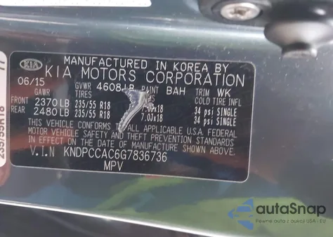 2016 Kia Sportage Ex z USA, uszkodzony, nr VIN KNDPCCAC6G7836736